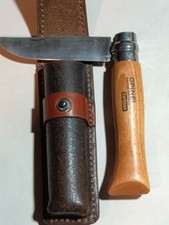 Coltello Opinel N°9 Nuovo Con Fodero In Cuoio Realizzato Su Misura.