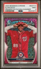 2023 Bowman Chrome Fuchsia Shimmer Refractor ELIAN SOTO 1st /199 - Nats - PSA 9