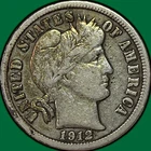 1912-S Barber Dime Very Fine VF Coin #36613