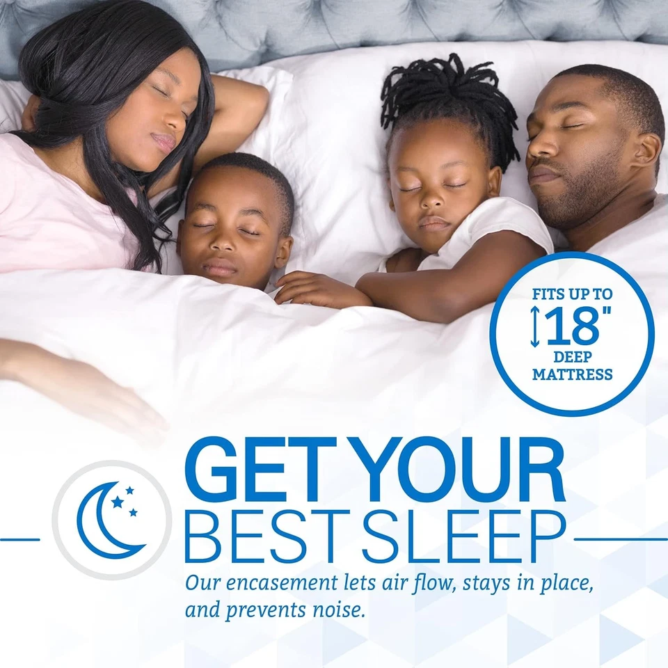 Protector de colchón con cremallera SafeRest srmeking123, King, 15-18" de profundidad - blanco Foto 4 de 4