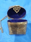 Beautiful Vintage 1940's Brass Owl Purse With Purple Lined Interior, 38"  Chain — photo 5
