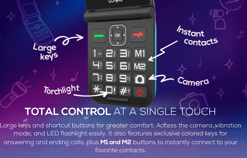 Sims Main Screen Logic Flip Phone 4G LTE Volte GSM Z8L 2.4
