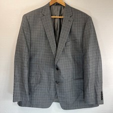 Lauren Ralph Lauren Men's 48R Gray Blue Houndstooth Silk Wool Blazer Jacket