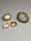 Cameo Earrings 4 Singles As Is Vintage