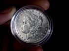 MORGAN SILVER DOLLAR 1884  FROSTY WHITE CH BU IN HARD CAPSULE NICE 90% DOLLAR