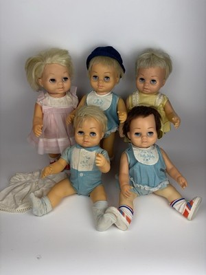 Vintage Mattel 1960s Tiny Chatty Baby Doll Lot Brother All W/pull Rings!1 Works!