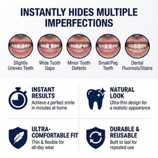 Snap On Veneers - Instant Clip in Fake Teeth for Women, Natural White Veneers...