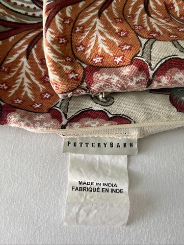 Pottery Barn Set of 2 Cotton Linen Pillow Cover Beige Palampore Jacobean Floral - Picture 2 of 9