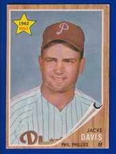 JACKE DAVIS ROOKIE Phillies 1962 TOPPS #521 VG-EX 