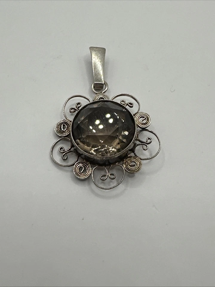 Silber Anhänger Rauchquarz Filigran Schmuck 835er 5g Kettenanhänger - Bild 2 von 4