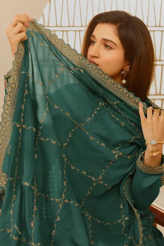 Exquisite 3-Piece Chinon Silk Kurti, Plazzo & Dupatta Set - Picture 4 of 7