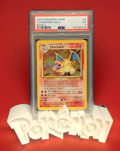 Charizard #4 Holo Base II Unlimited Pokemon PSA 5 EX - Picture 2 of 13