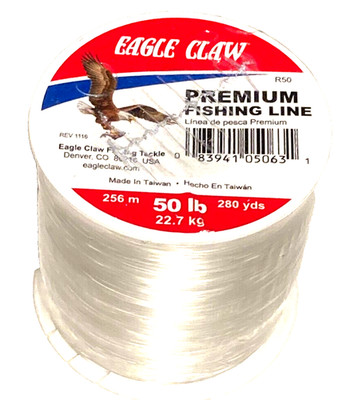 Eagle Claw Premium Fishing Line 50lb Test Clear 280 Yards Spool - Free Shipping