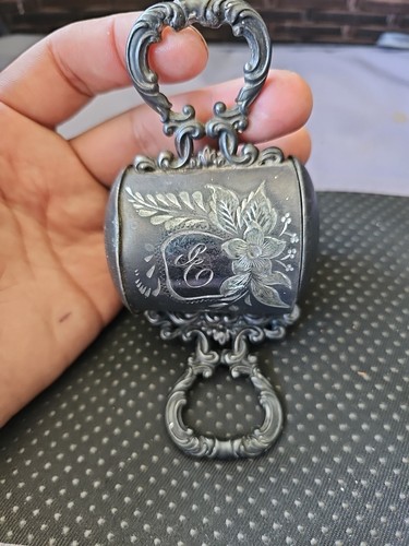 Antico rasoio vittoriano in pelle placcata argento retrattile strop 1800 raro - Foto 4 di 13