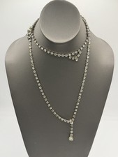 Vintage Bling Belt Unisex Clear Gray Rhinestone Stations Disco 80's 36 Length