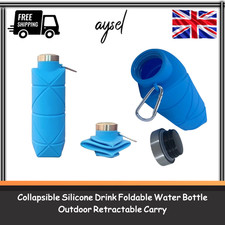 Collapsible Silicone Drink Foldable Water Bottle Outdoor Retractable Carry 700ml