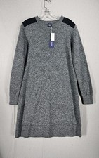 NWT! Gap Extra Fine 100% Merino Shoulde Black Sand Wool Sweater Dress Size XL