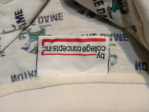Camicia da notte vintage Notre Dame Fighting Irish stampa all over taglia XL anni 80 90 - Foto 8 di 24