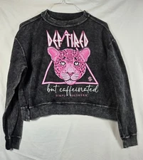 Simply Southern Crop Pullover Crew Neck Sweatshirt Size SM Oversized Washed F