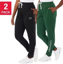 Calvin Klein Women's 2 Pack French Terry Jogger Pants Black  Green Medium NEW