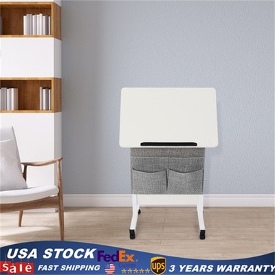 Rolling Laptop Desk Office Computer Table Adjustable Height Stand up w/ Storage