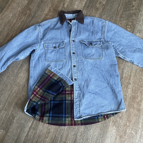 Lanesboro Flannel Lined Denim Long Sleeve Shirt Jacket Mens M Shacket