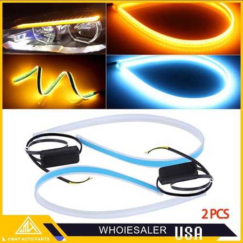 2x 60cm LED Switchback DRL Tube Light Strip Amber Sequential Flow Turn Signal - Bild 1 von 12