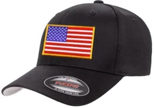 USA American Patriotic Flag Flexfit 6277 Athletic Baseball Fitted Hat Cap