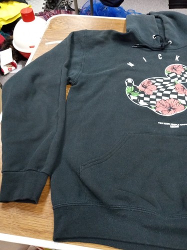 NEFF DISNEY MICKEY Hoodie "Too MANY PPL GROW UP" BLACK PULLOVER 40" x 24" med - Picture 3 of 8