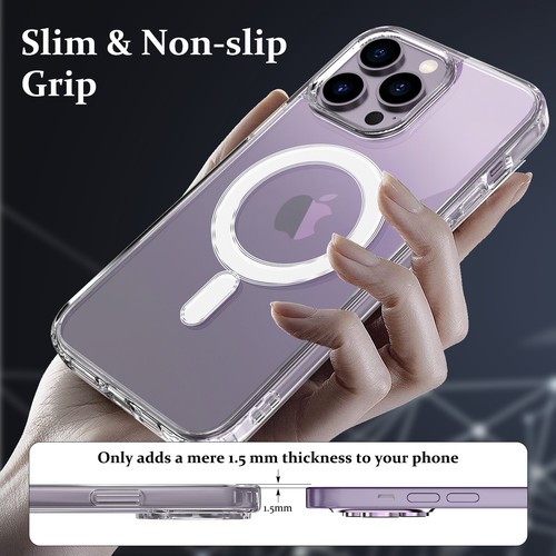 For iPhone 13 14 Pro Max Mag safe Magnetic Clear Case Cover, HD Screen Protector - Picture 17 of 57