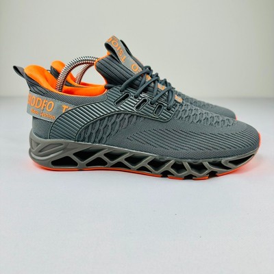 Grey Knit Casual Sneakers with Orange Heel Tab – Lightweight Comfortable Streetw The Sneakers 2.0 – c main image 4