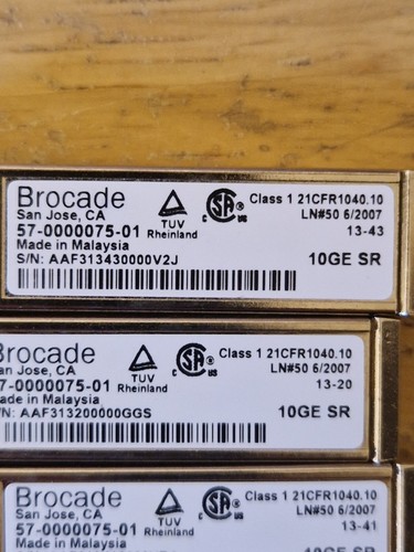 57-0000075-01 Brocade(RUCKUS,Extreme Networks)SFP+ MM Transceiver 10G-SFPP-SR - Photo 2/3
