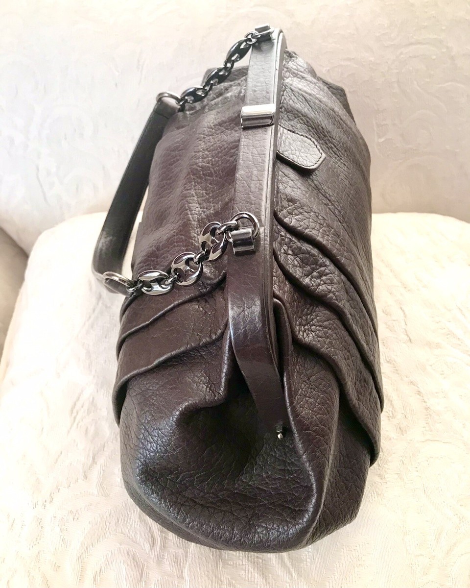 【関税＆送料込み】Moschino Brown Leather Shoulder Bag MOSCHINO Vintage Blue Brown Nylon Leather Shoulder Bag | eBay