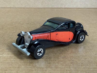Vintage Hot Wheels 37 Bugatti, Blackwalls, Loose, Rare, Black, Red, 