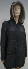 Gerard Darel Black Detachable Rabbit Fur Hooded Quilted Winter Jacket Coat 44/16