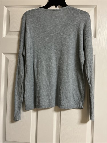 Eileen Fisher Light Blue Knitted 50%Cotton/50%Linen V-Neck Pullover Sweater XS - Picture 5 of 9