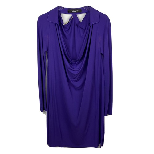 Roland Mouret Dress 6 Womens Purple Long Sleeves Draped Short Relaxed Flawed - 第 1/10 張圖片