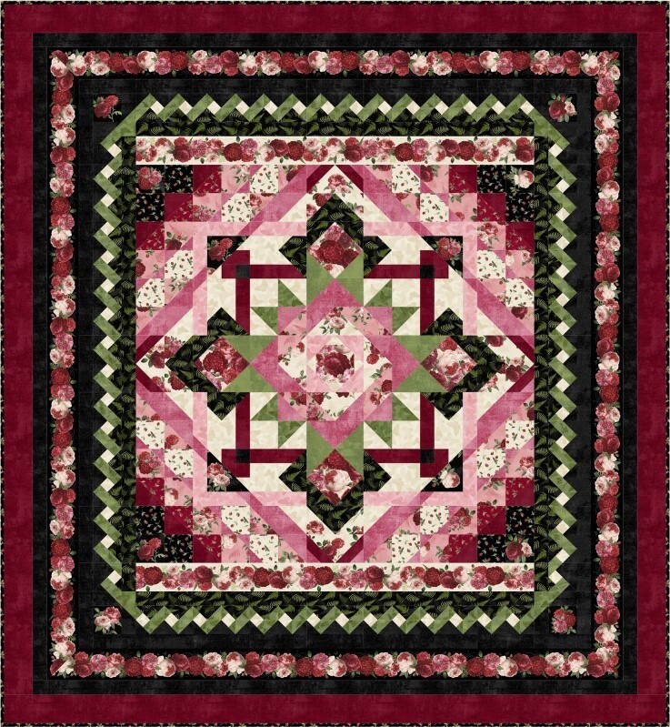 Quilt Kit Daydream Garden 93" X 101" Elegant Roses Queen Size Quilt Top & Bind eBay