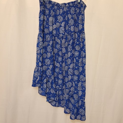 Vince Camuto Wmn's XL Blue White Floral Asymmetrical Ruffled Hemline Skirt Flowy - Picture 4 of 5