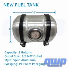 Fuel Tank 8x10'' 2 Gallons Spun Aluminum 3/8 NPT Gas Tank -Motorcycle/Dune Buggy