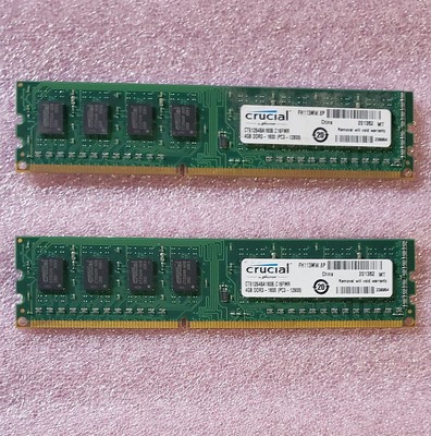 8GB (2x4GB) Crucial CT51264BA160B DDR3 1600 desktop DIMMs PC3-12800U ...
