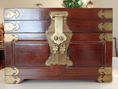 花梨木梳妆珠宝盒huali Rosewood Lady Make Up Jewelry Art Box Drawers Copper Locker Handle Ebay