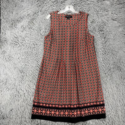 Perceptions Shift Dress Women's L Colorful Geometric Jersey Knit Casual Career