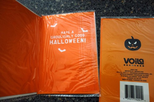 Tarjeta de felicitación de Halloween viola, 3D dimensional, esqueleto/murciélagos/araña nueva/sellada - Imagen 2 de 5
