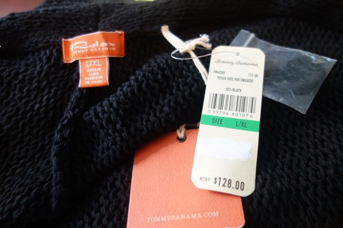Tommy Bahama Ticker Tape Pod Cardigan Sweater Blue Large S New with tags - Picture 3 of 4