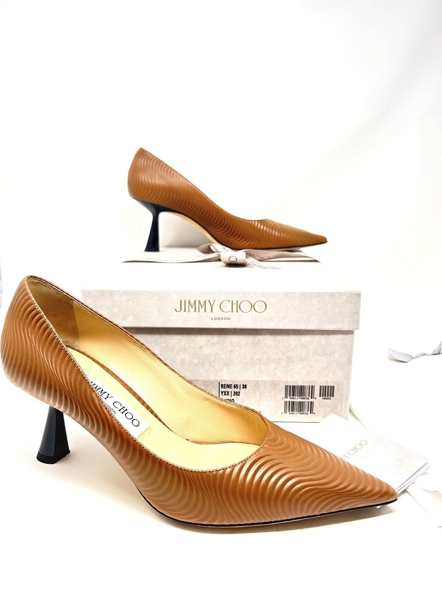 JIMMY CHOO Rene 65 Pumps Wave Leather CUOIO 100% Authentic Size