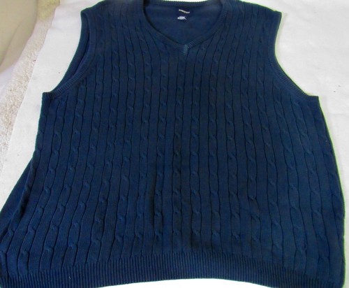 Harbor Bay blau 4XL Zopfmuster Pullover Weste 100% Baumwolle Herrenpullover V-Ausschnitt