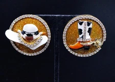 Vintage LATR/Lunch at the Ritz “Rodeo Cowgirl” Pierced Earrings