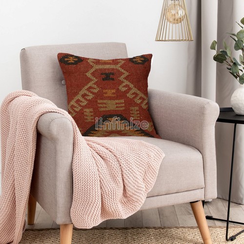 4 Set of Wool Jute Cushion Home Decor Handwoven Kilim Pillow Bohemian Pillowcase - Picture 94 of 120