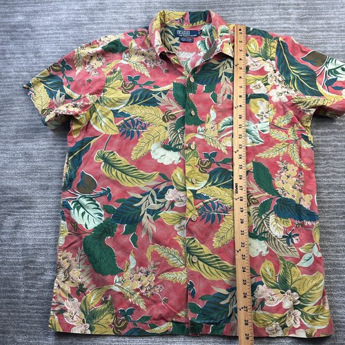 VINTAGE Polo Ralph Lauren camicia uomo grande rossa Caldwell Camp cotone colletto ad anello - Foto 8 di 8